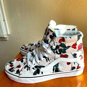Vans high tops rose print, never worn
